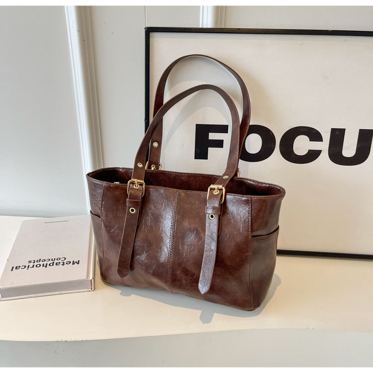 Women Fashion Retro Large Capacity PU Tote Bag