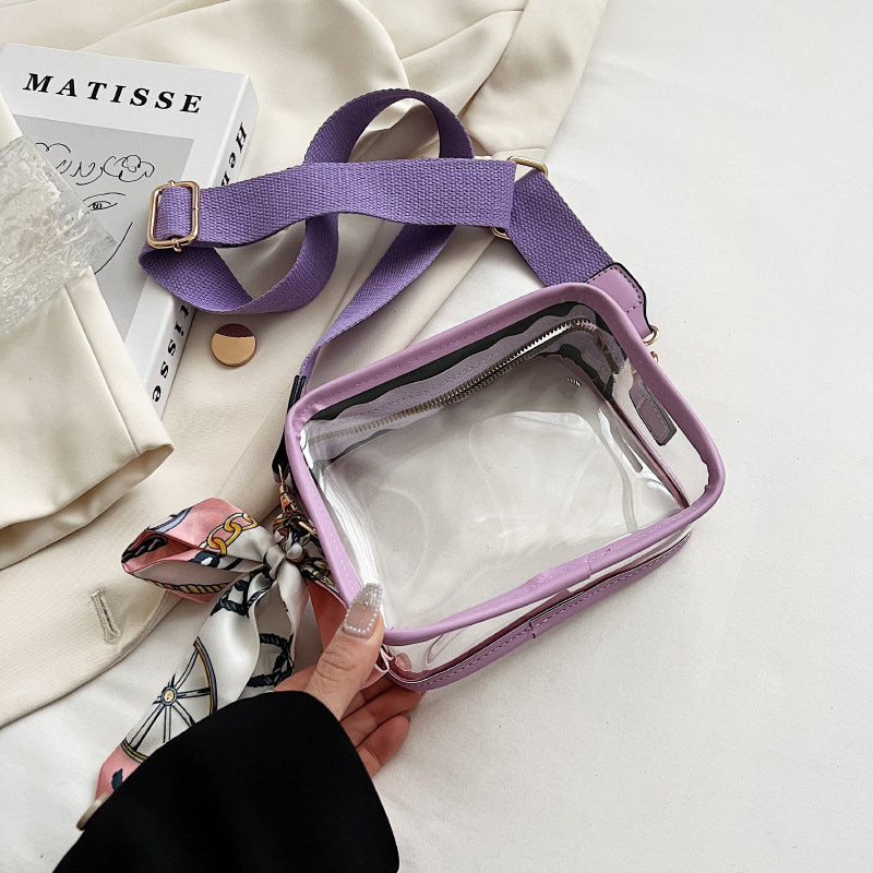 Women'S Fashion Transparent Clear Wide Strap Crossbody Bag
