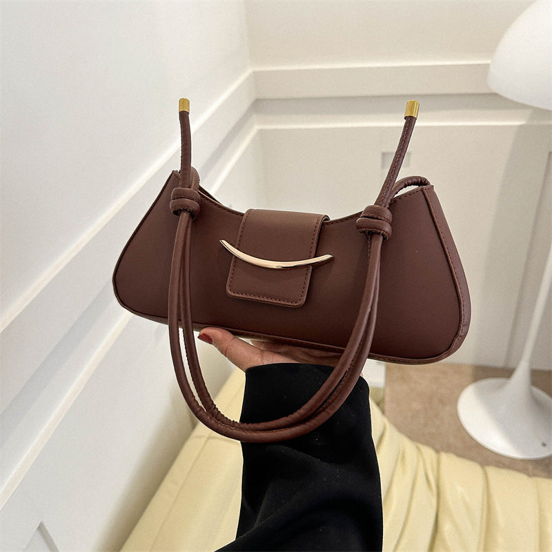 Women Fashion Simple Solid Color Flap Zipper Shoulder Underarm Bag