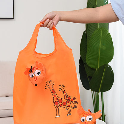 Sac de courses pliable et écologique, sac de rangement réutilisable avec dessin animé 
