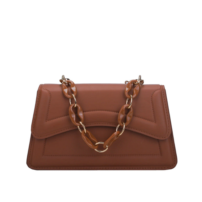 Fashion Solid Color Wide Shoulder Strap Square Shoulder Bag