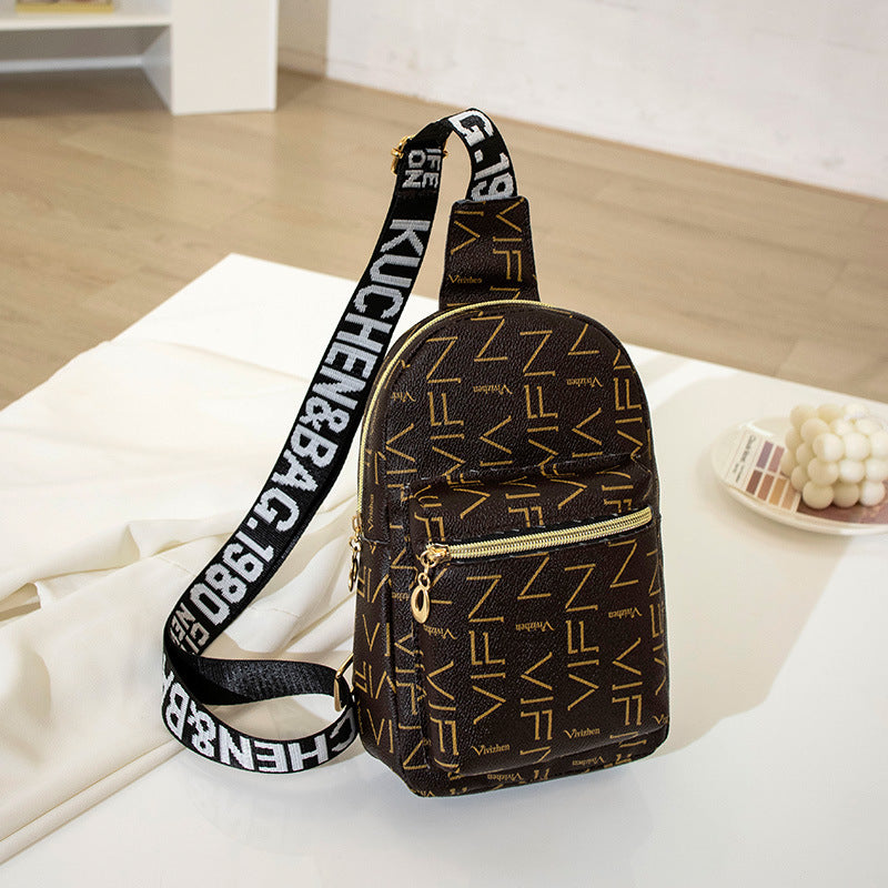 Sac à bandoulière en PU avec fermeture éclair et motif lettre tendance pour femme