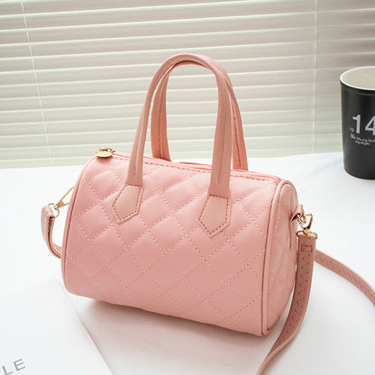 Fashion Simple Solid Color Cylinder Handbag