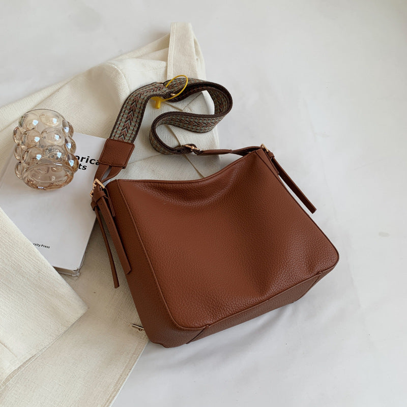 Sac à bandoulière tendance en PU de grande capacité pour femme, couleur unie 