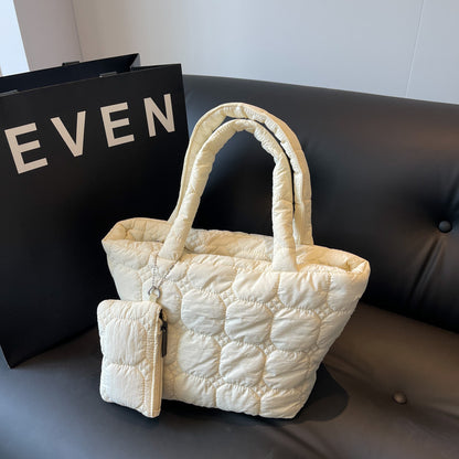 Women Fashion Casual Solid Color Space Cotton Tote Bag