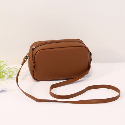 Women Fashionable Simple Solid Color Square Zipper PU Crossbody Bag