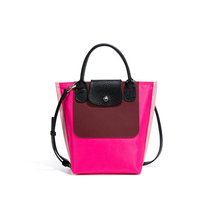 Women Fashion Casual Nylon Colorblock Large Capacity Handbag