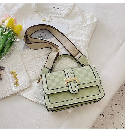 Sac à bandoulière carré à larges bretelles pour femme, simple et tendance, imprimé écossais 