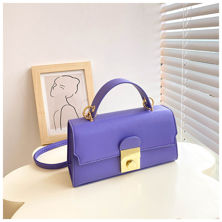 Sac à bandoulière à rabat en PU de couleur unie pour femme