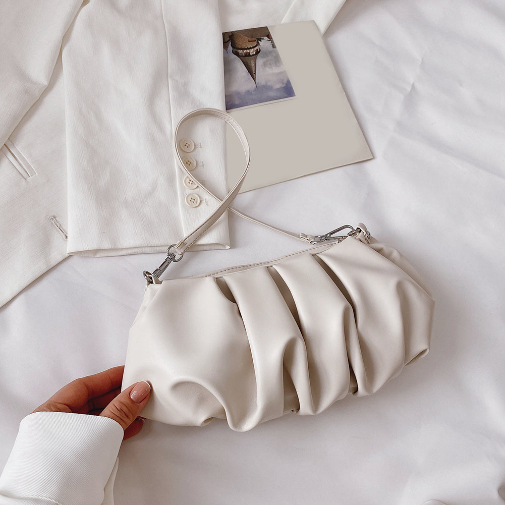 Women Casual Crease Design Solid Color PU Underarm Bag