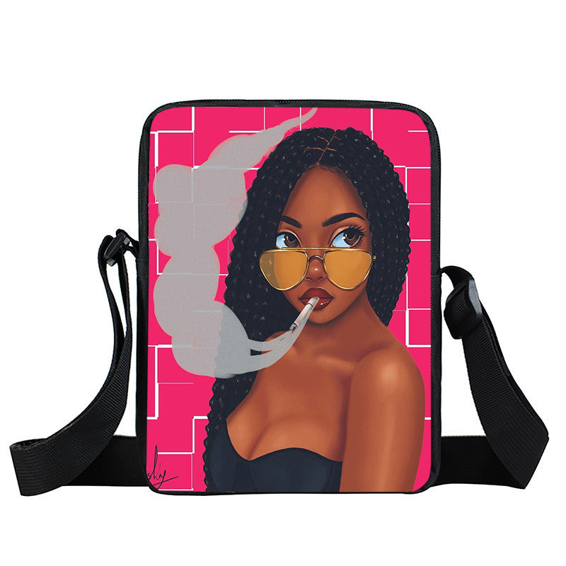 Creative Fashion Polyester Cartoon Girl Print Shoulder Bag