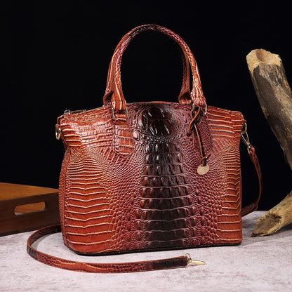 Women Vintage Crocodile Print Large Capacity Square Handbag