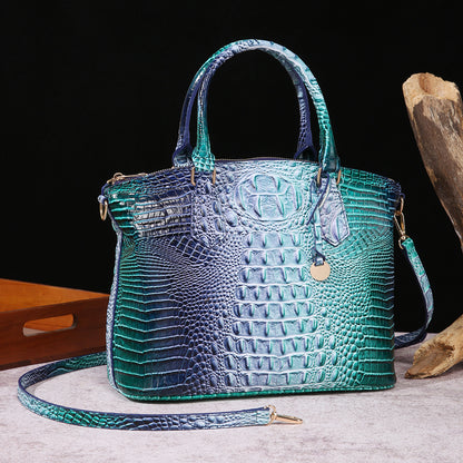 Women Vintage Crocodile Print Large Capacity Square Handbag
