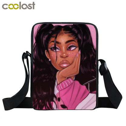 Creative Fashion Polyester Cartoon Girl Print Shoulder Bag