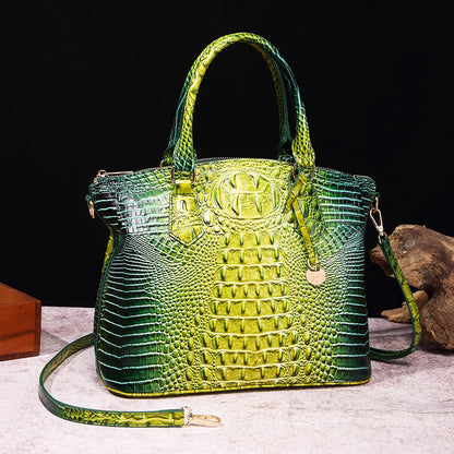 Women Vintage Crocodile Print Large Capacity Square Handbag