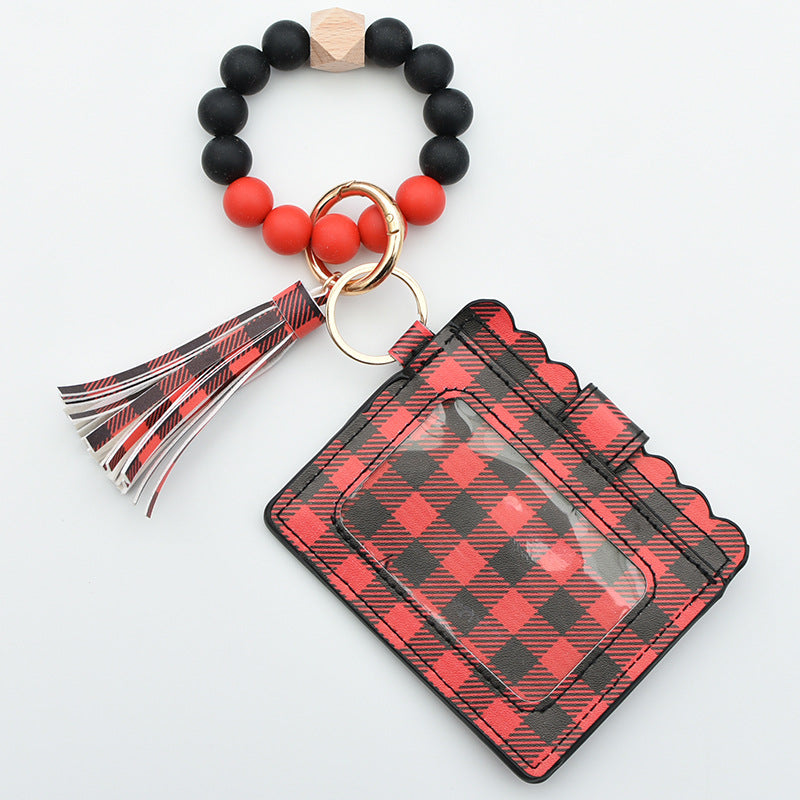 Women Fashion Beaded Pu Tassel Coin Purse