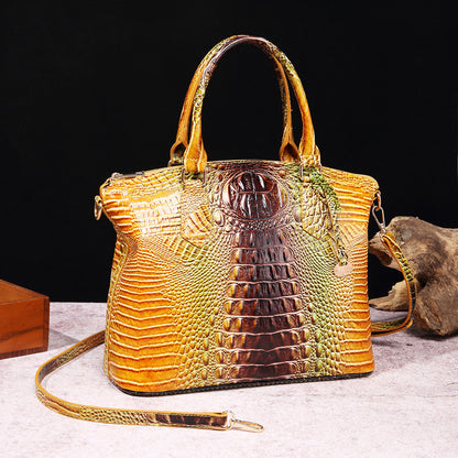 Women Vintage Crocodile Print Large Capacity Square Handbag