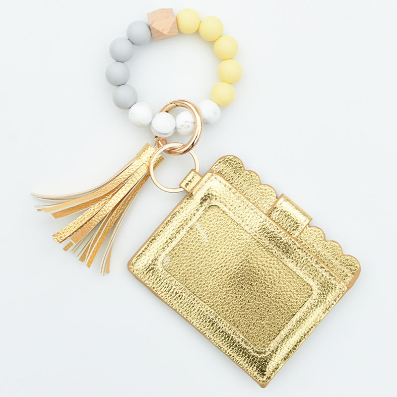 Women Fashion Beaded Pu Tassel Coin Purse