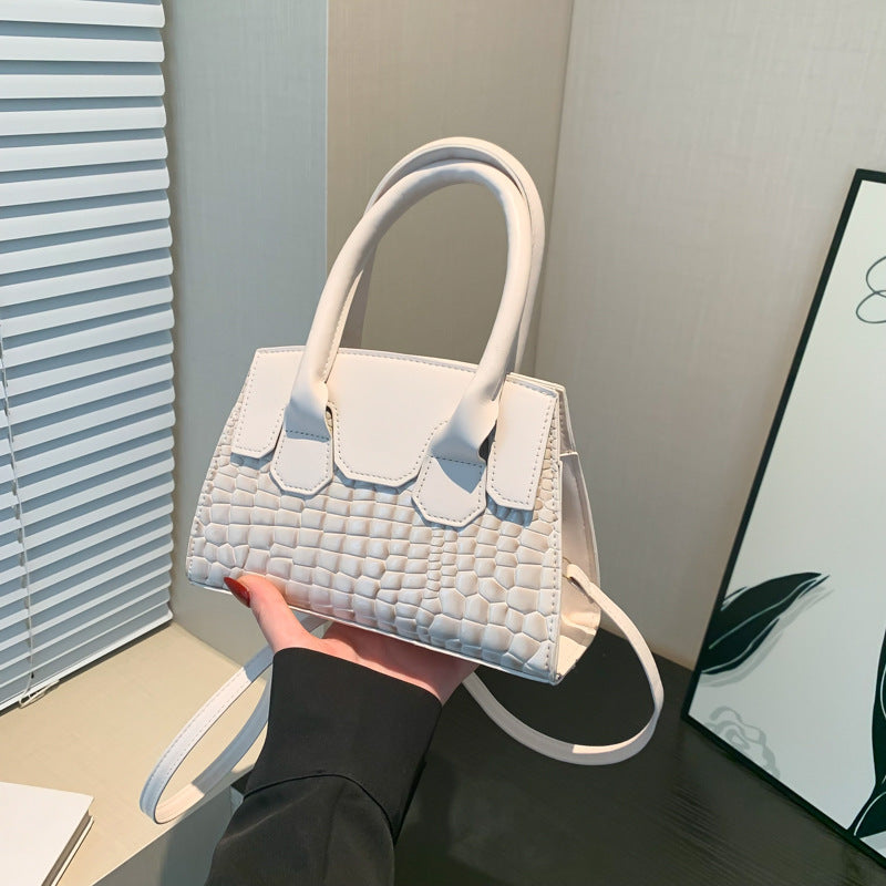 Sac à bandoulière tendance à motif pierre de couleur unie 