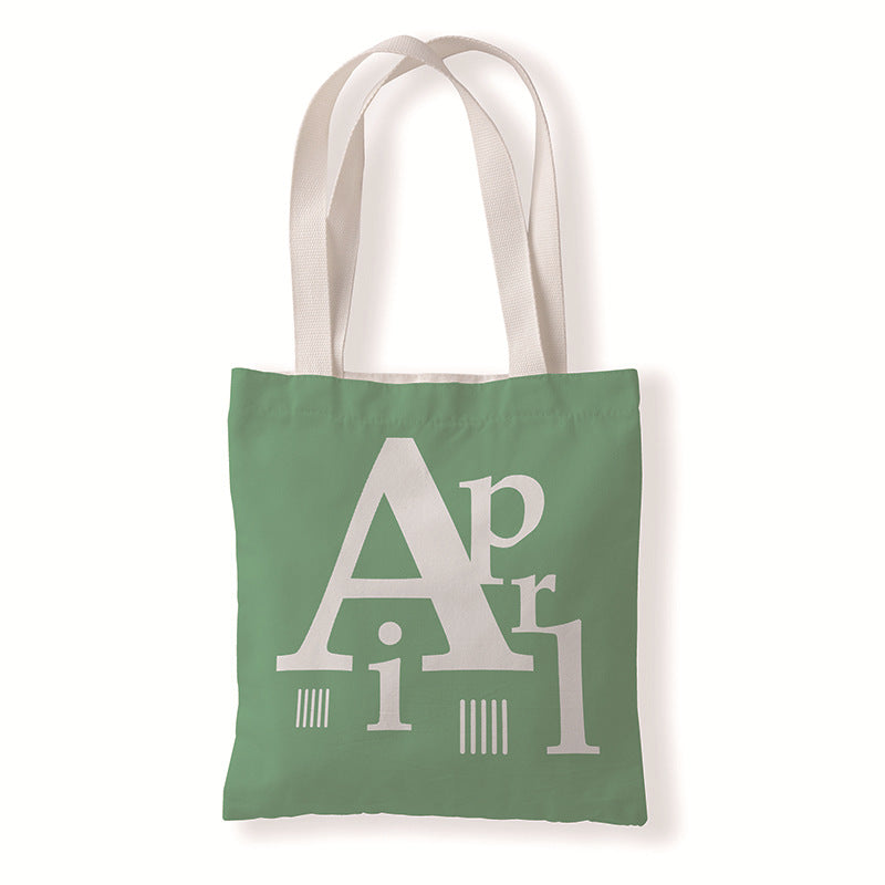Women Fashion Creative Color Letter Month Canvas Tote Bag