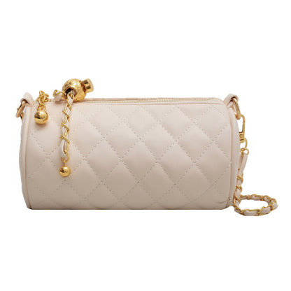 Women Fashion Casual Solid Color Rhomboid Cylinder Chain Crossbody Bag