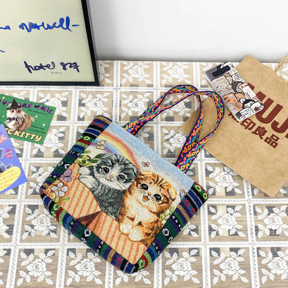 Sac à main mignon de style ethnique rétro de dessin animé 