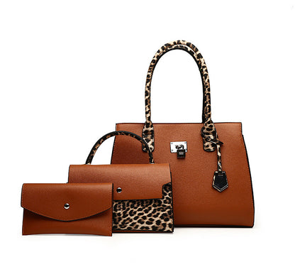 Women Fashion Casual Leopard Print 3-Piece Set Handbags