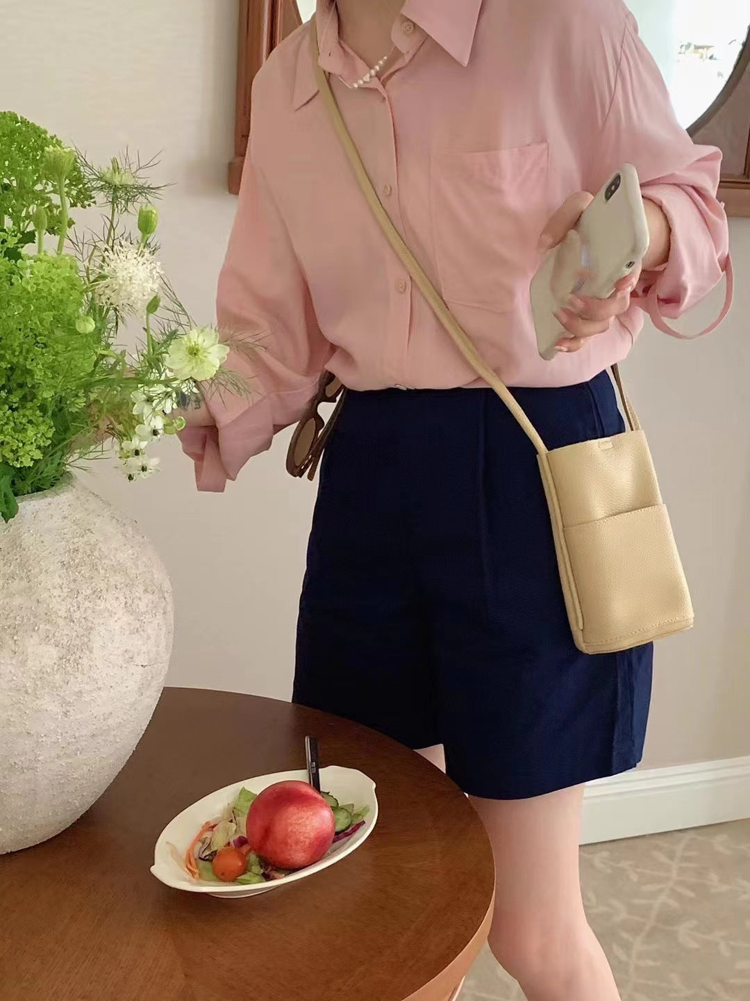 Sac à bandoulière vertical simple en PU pour femme