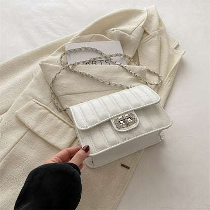 Sac à bandoulière carré plissé à chaîne pour femme, décontracté, couleur unie 