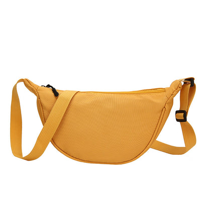 Sac à bandoulière simple et tendance pour femme, couleur unie, fermeture éclair, forme boulette 