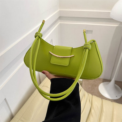 Women Fashion Simple Solid Color Flap Zipper Shoulder Underarm Bag