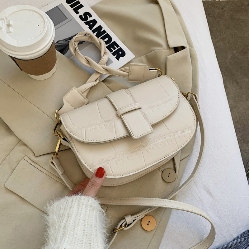 Simple Solid Color Clap Shoulder Bag