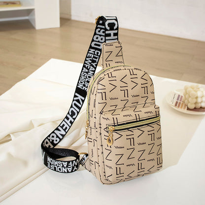 Sac à bandoulière en PU avec fermeture éclair et motif lettre tendance pour femme