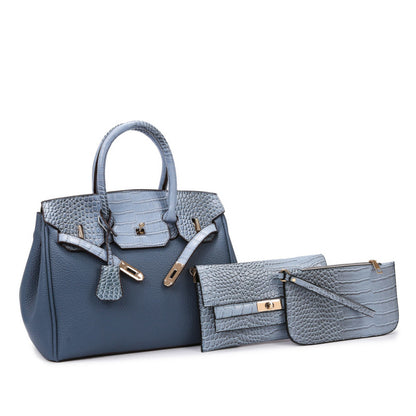 Ensemble de trois sacs à main décontractés à motif litchi et motif crocodile pour femme 
