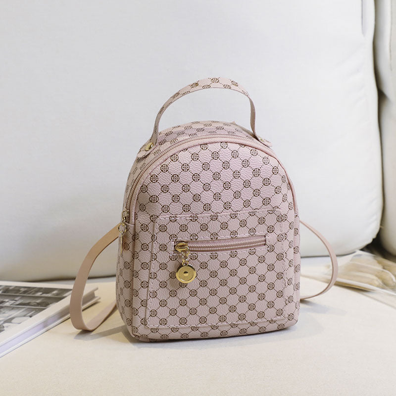 Women Fashion Plaid Pattern Zipper Mini Size School Bag Pu Backpack