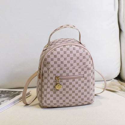 Women Fashion Plaid Pattern Zipper Mini Size School Bag Pu Backpack