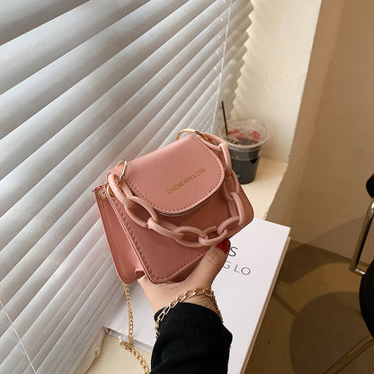 Sac à bandoulière à rabat et chaîne pour femme, décontracté, couleur unie, à la mode, été 