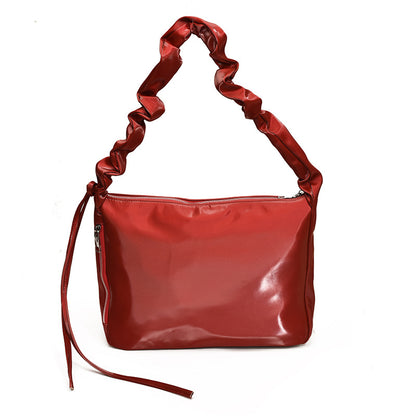 Sac à bandoulière plissé simple et tendance pour femme, grande capacité, couleur unie 