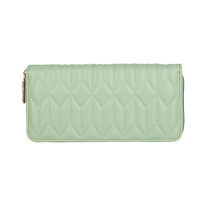 Women Fashion Creasing Solid Color Mid-Length Coin Purse