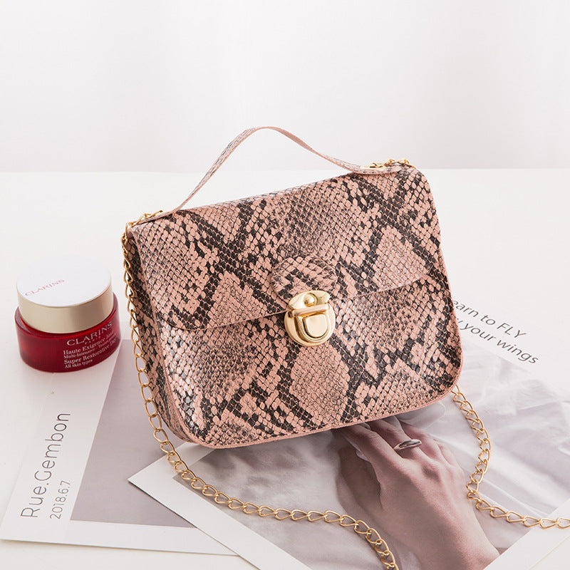 Women Fashion Snake Pattern Vintage Messenger Mini Bag