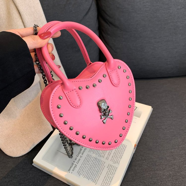 Women Fashionable Gothic Heart-Shaped Cross Chain Crossbody Bag