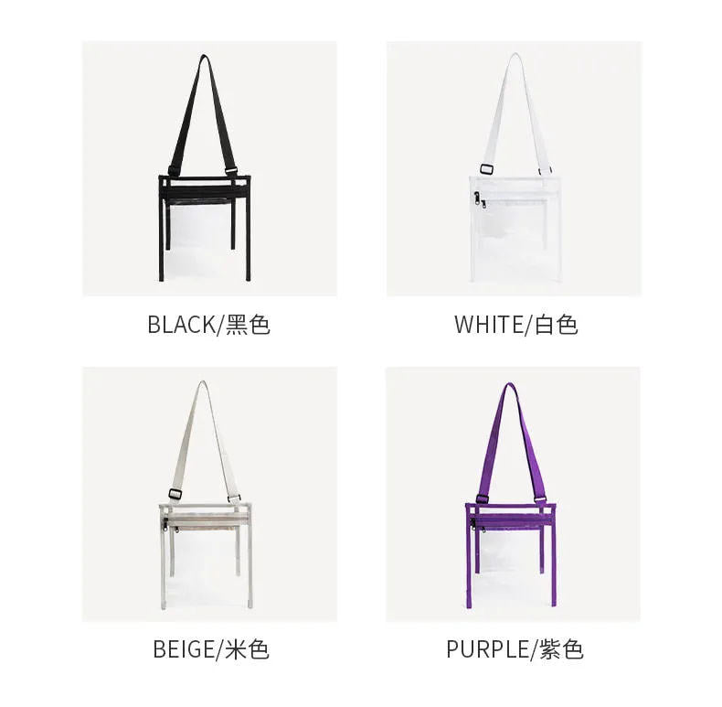 Women Fashion Simple Clear Transparent PVC Adjustable Shoulder Strap Crossbody Bag