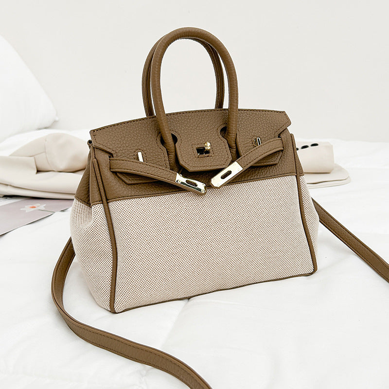 Sacs à main élégants en toile de grande capacité avec contraste de couleurs 