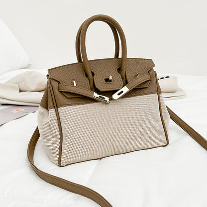 Sacs à main élégants en toile de grande capacité avec contraste de couleurs 