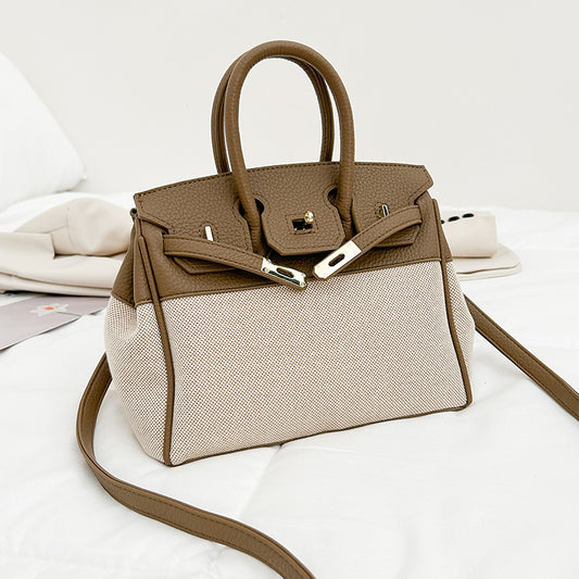 Sacs à main élégants en toile de grande capacité avec contraste de couleurs 