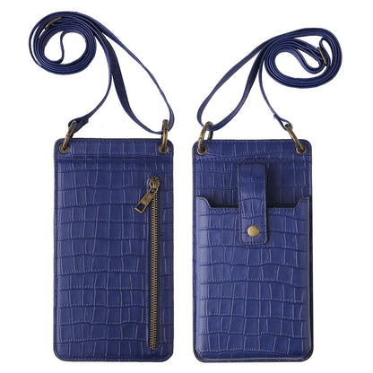 Women Fashion Multifunctional Crossbody Vertical Retro Mini One Shoulder Crocodile Pattern Coin Purse