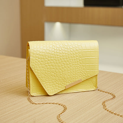 Women Fashion Solid Color PU Flap Square Chain Crossbody Bag