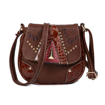 Women Vintage Flap Buckle Design PU Crossbody Bag