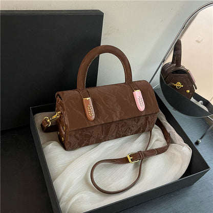 Women Fashion Casual Solid Color Pu Rectangular Shoulder Bag