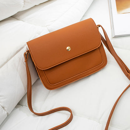 Women Casual Basic Flap Buckle Design Solid Color PU Crossbody Bag